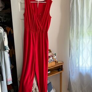 Elegant Red Sleeveless Jumpsuit